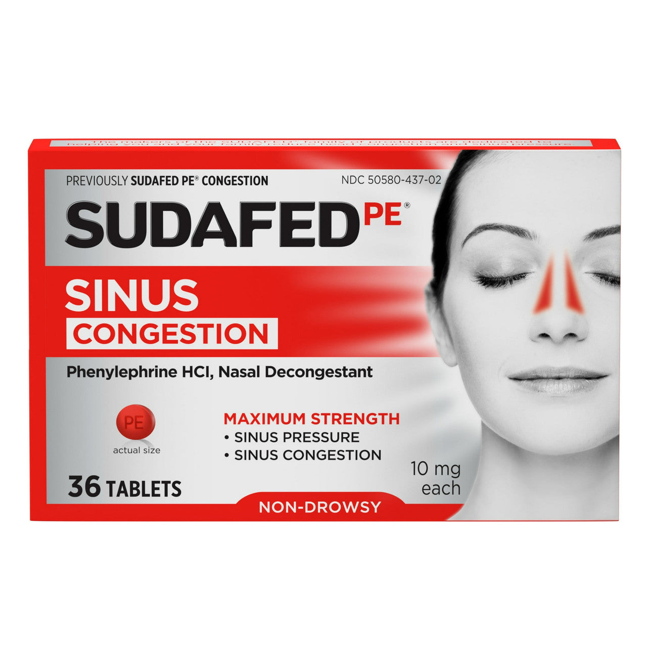 Sudafed PE Congestion and Sinus Relief, Maximum Strength Pills, 36 Ea